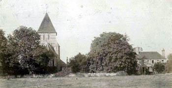 Moggerhanger Church and Vicarage taken around 1900